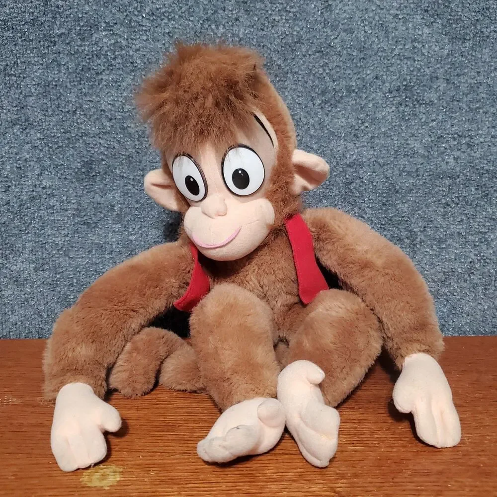 Vintage 90s Disney Aladdin Abu Monkey Plush Stuffed Toy 1992 Mattel Walt Disney